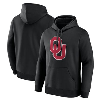 Men's Logo Athletic  Black Oklahoma Sooners Primary Logo Fleece Pullover Hoodie