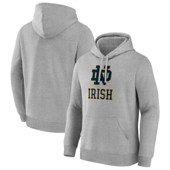 Men's Logo Athletic  Heather Gray Notre Dame Fighting Irish Primary Logo Fleece Pullover Hoodie