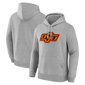 Men's Logo Athletic  Heather Gray Oklahoma State Cowboys Primary Logo Fleece Pullover Hoodie