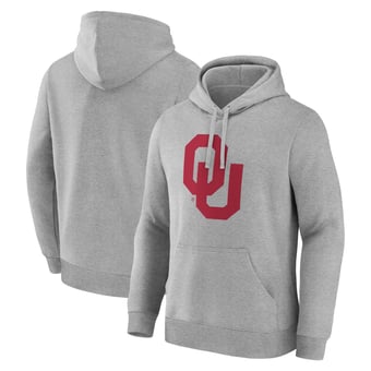 Men's Logo Athletic  Heather Gray Oklahoma Sooners Primary Logo Fleece Pullover Hoodie