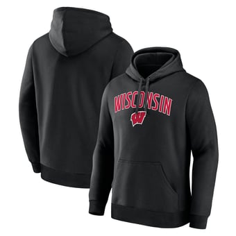 Men's Logo Athletic  Black Wisconsin Badgers Primary Logo Fleece Pullover Hoodie