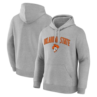 Men's Logo Athletic  Heather Gray Oklahoma State Cowboys Primary Logo Fleece Pullover Hoodie