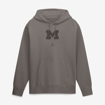 Men's Jordan Brand  Stone Michigan Wolverines Washed Club Fleece Pullover Hoodie