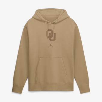 Men's Jordan Brand  Beige Oklahoma Sooners Washed Club Fleece Pullover Hoodie