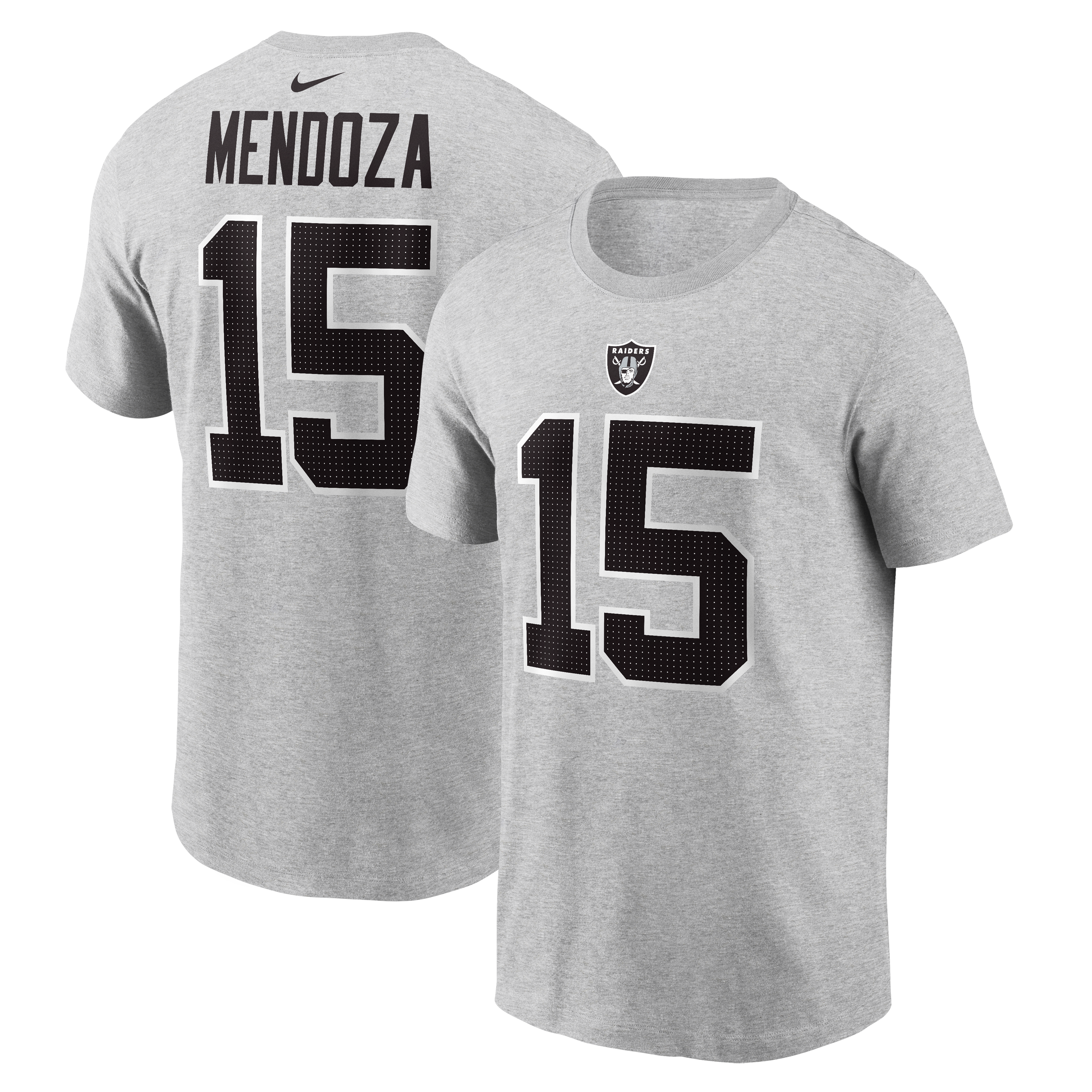 Men's Nike Fernando Mendoza Heather Gray Las Vegas Raiders Name & Number T-Shirt