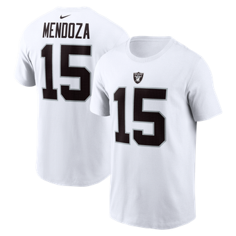 Men's Nike Fernando Mendoza White Las Vegas Raiders Name & Number T-Shirt