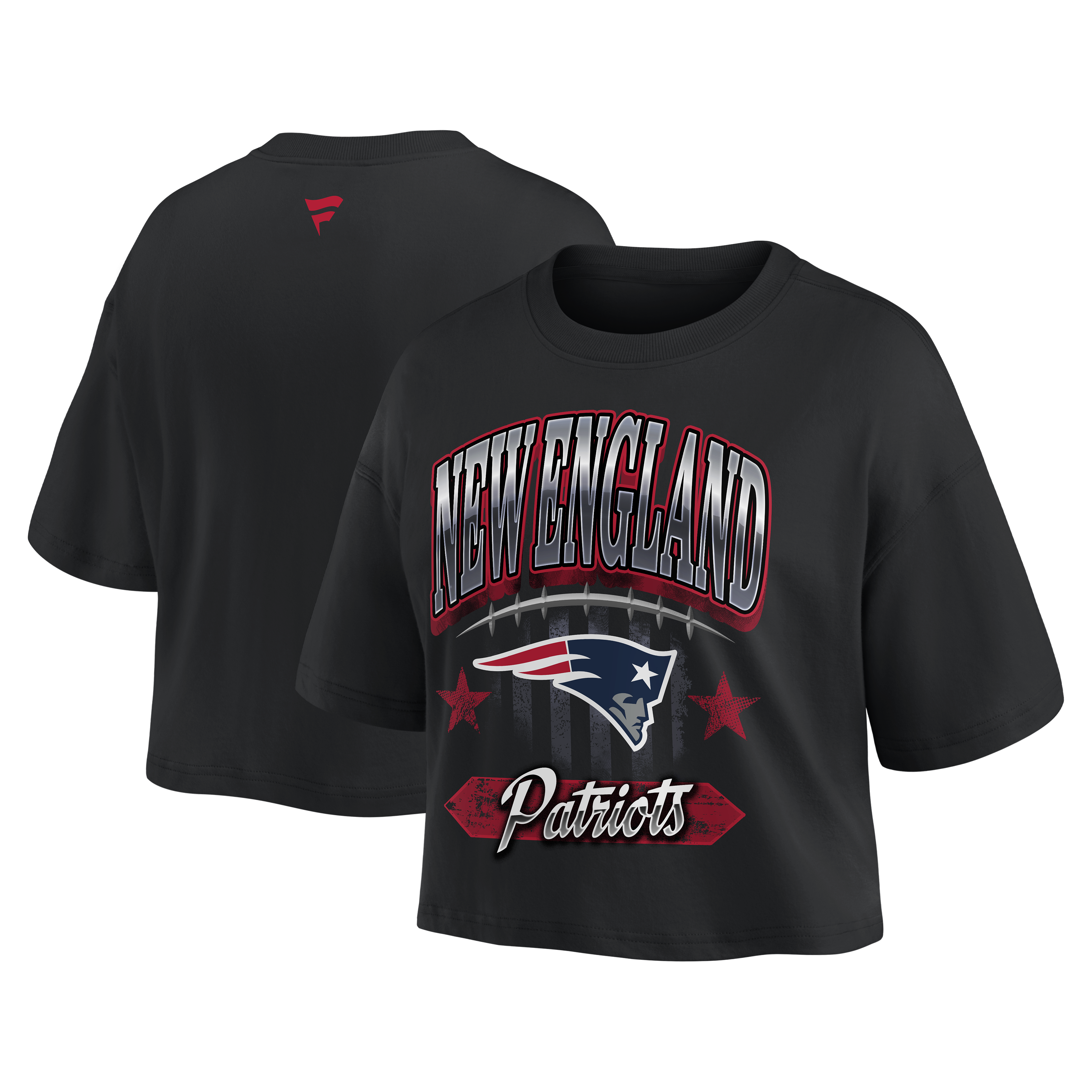 Women's Fanatics Black New England Patriots Americana Cropped T-Shirt