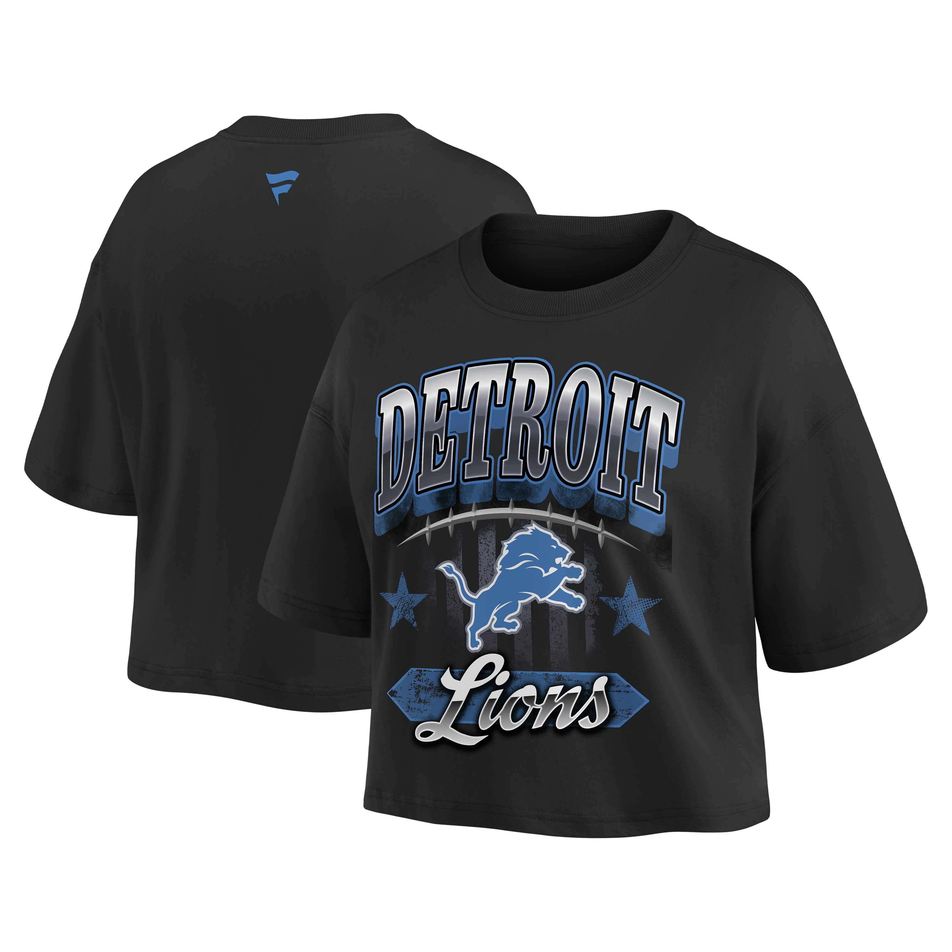 Women's Fanatics  Black Detroit Lions Americana Cropped T-Shirt