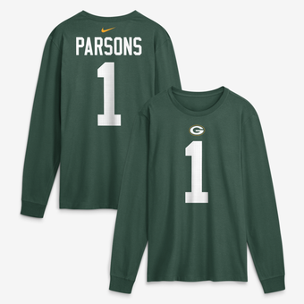 Men's Nike Micah Parsons Green Green Bay Packers Name & Number Long Sleeve T-Shirt