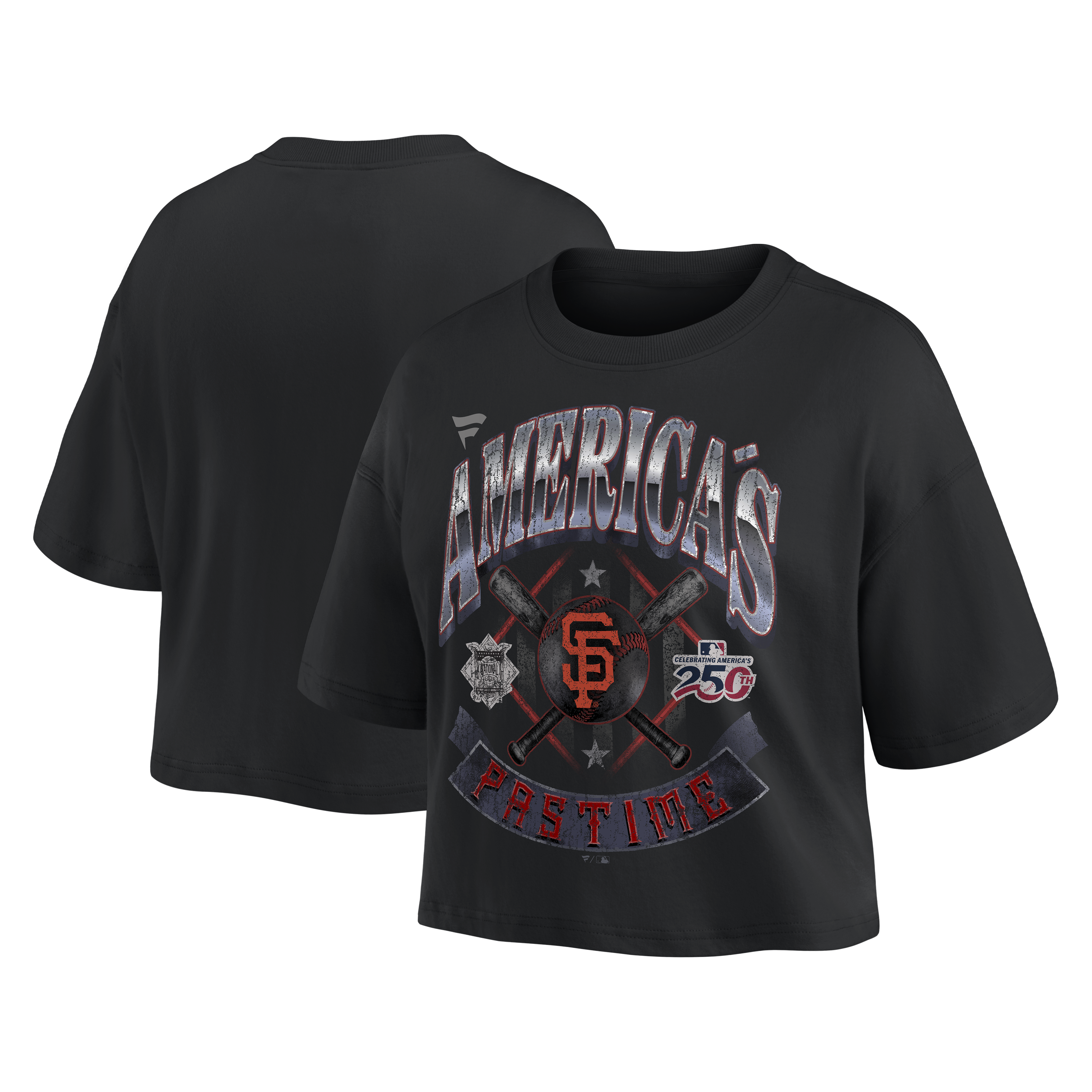 Women’s Fanatics Black San Francisco Giants Americana Crop T-Shirt Women’s Fanatics Black San Francisco Giants Americana Crop T-Shirt