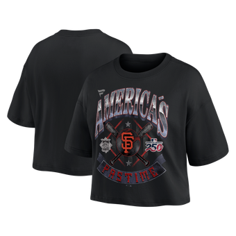 Women's Fanatics  Black San Francisco Giants Americana Crop T-Shirt