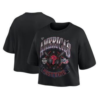 Women's Fanatics  Black Philadelphia Phillies Americana Crop T-Shirt