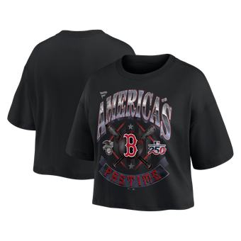 Women's Fanatics  Black Boston Red Sox Americana Crop T-Shirt