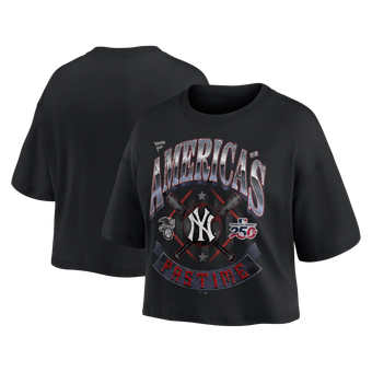 Women's Fanatics  Black New York Yankees Americana Crop T-Shirt