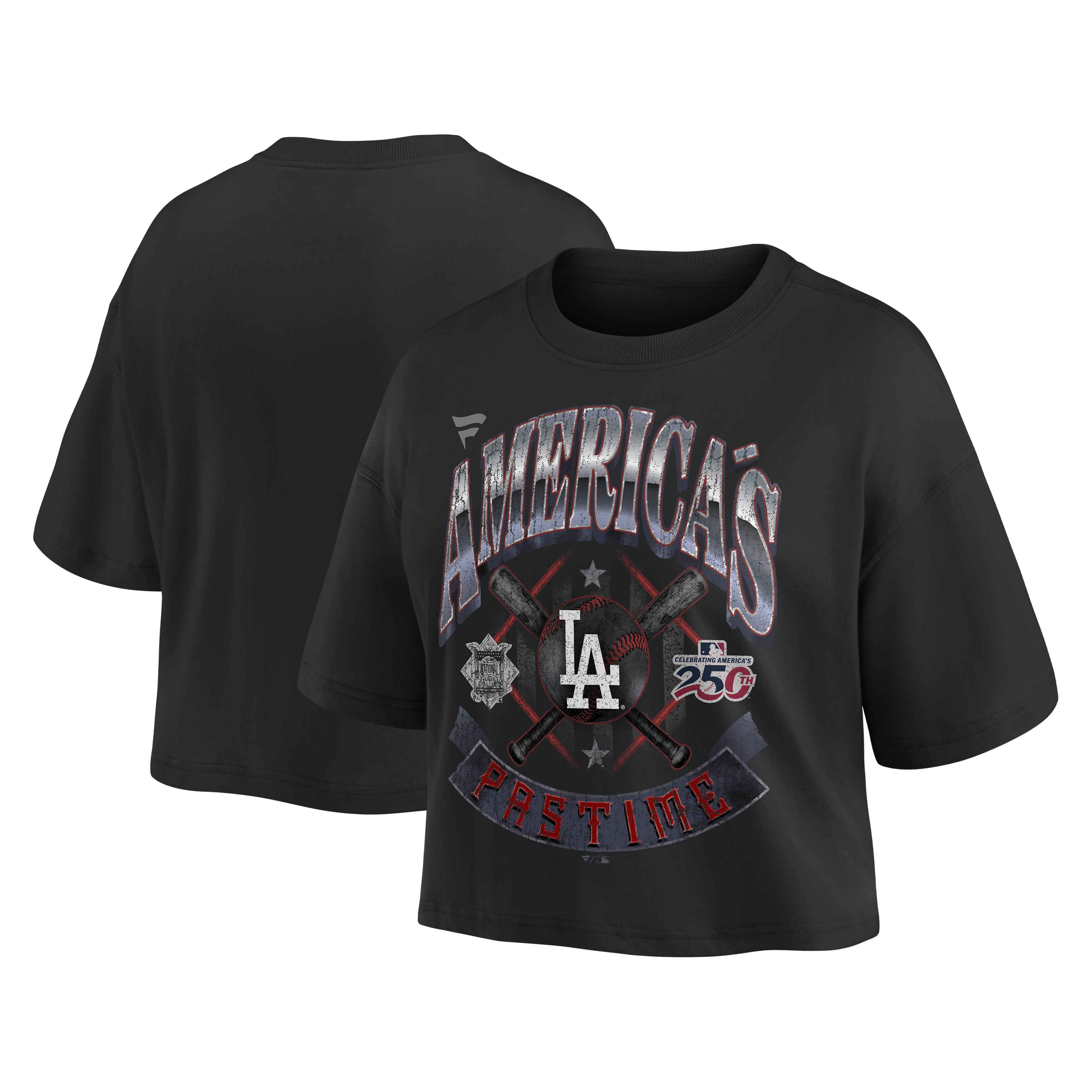 Women's Fanatics Black Los Angeles Dodgers Americana Crop T-Shirt