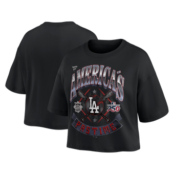 Women's Fanatics  Black Los Angeles Dodgers Americana Crop T-Shirt