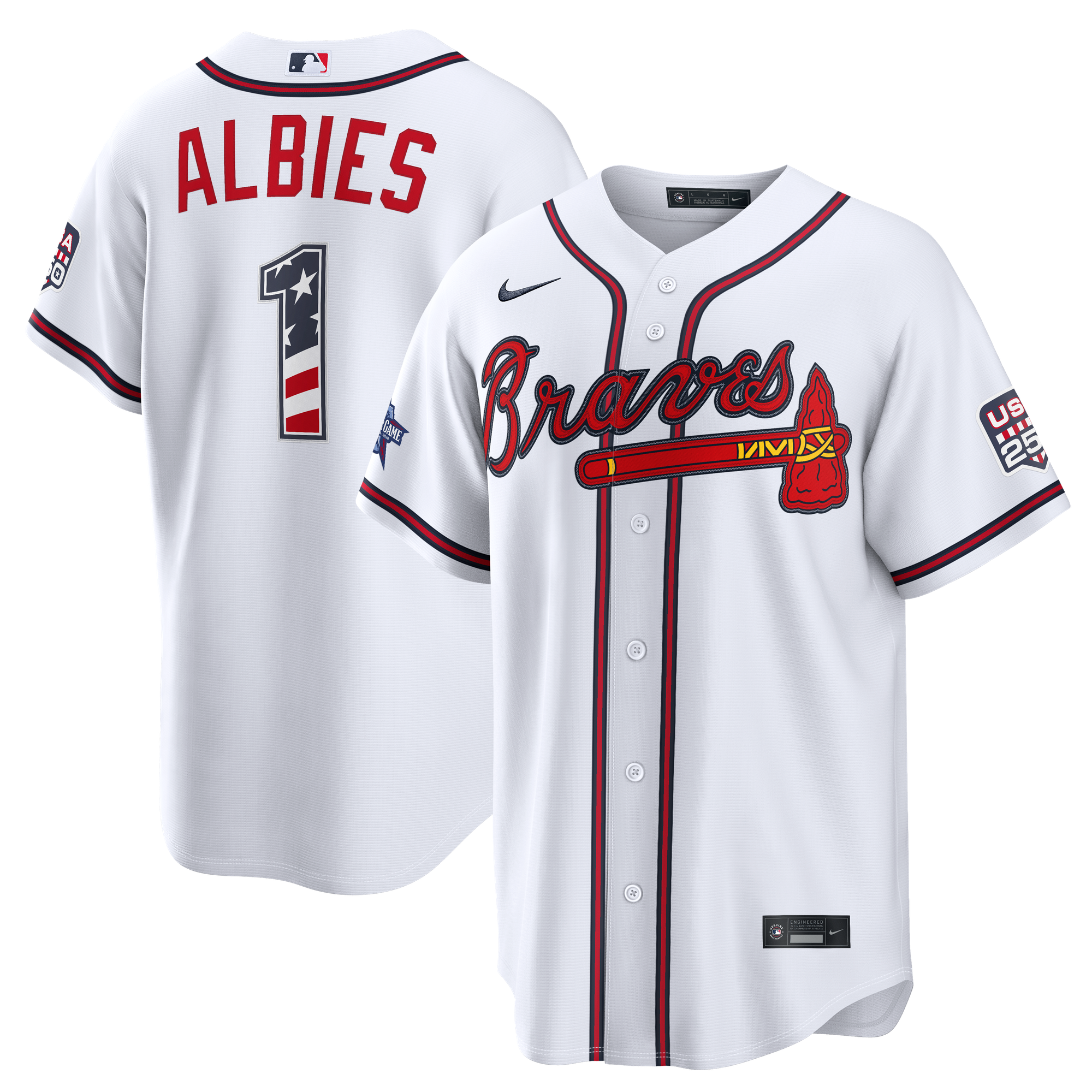 2026 All-Star Edition Stars & Stripes Men's Atlanta Braves Ozzie Albies Nike White Stadium Jersey