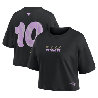 Women's Fanatics Drake Maye Black New England Patriots Fashion Cropped T-Shirt