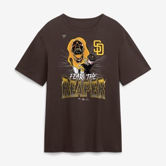 Men's Fanatics Mason Miller Brown San Diego Padres Fear the Reaper T-Shirt