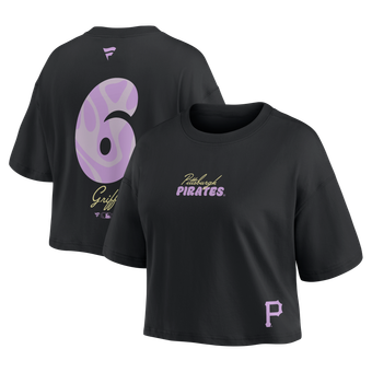 Women's Fanatics Konnor Griffin Black Pittsburgh Pirates Name & Number Cropped Top