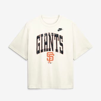 Women's Nike  Cream San Francisco Giants Arched Distressed Boxy T-Shirt