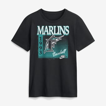 Men's Nike Black Florida Marlins Cooperstown Logo T-Shirt