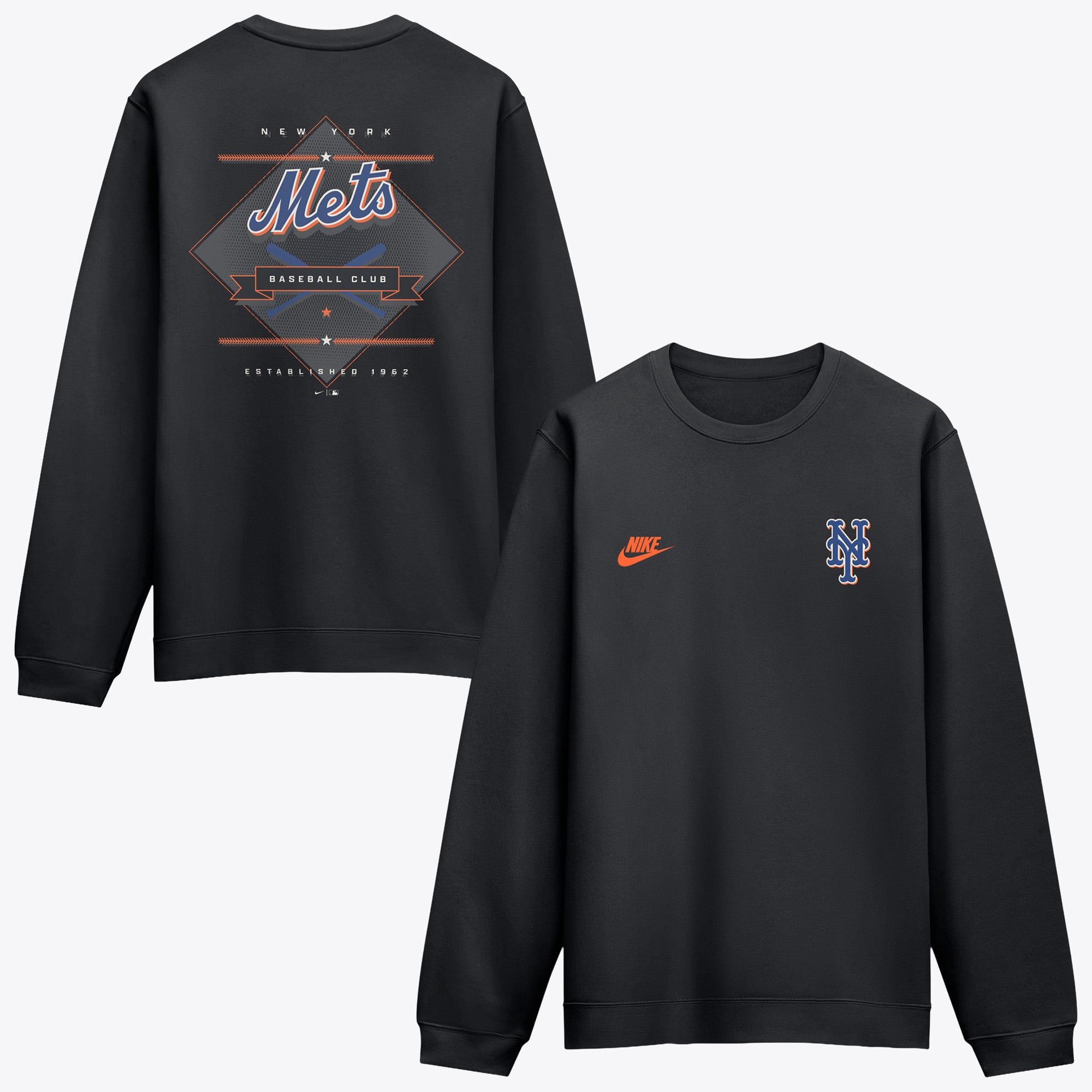 Men's Nike Black New York Mets Cooperstown Diamond Sweatshirt