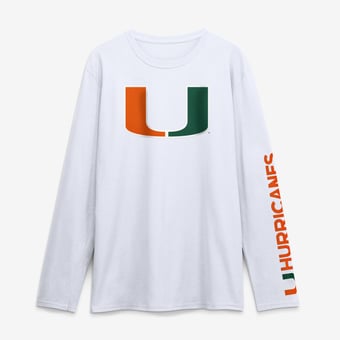 Men's Logo Athletic White Miami Hurricanes Primary Logo Long Sleeve T-Shirt