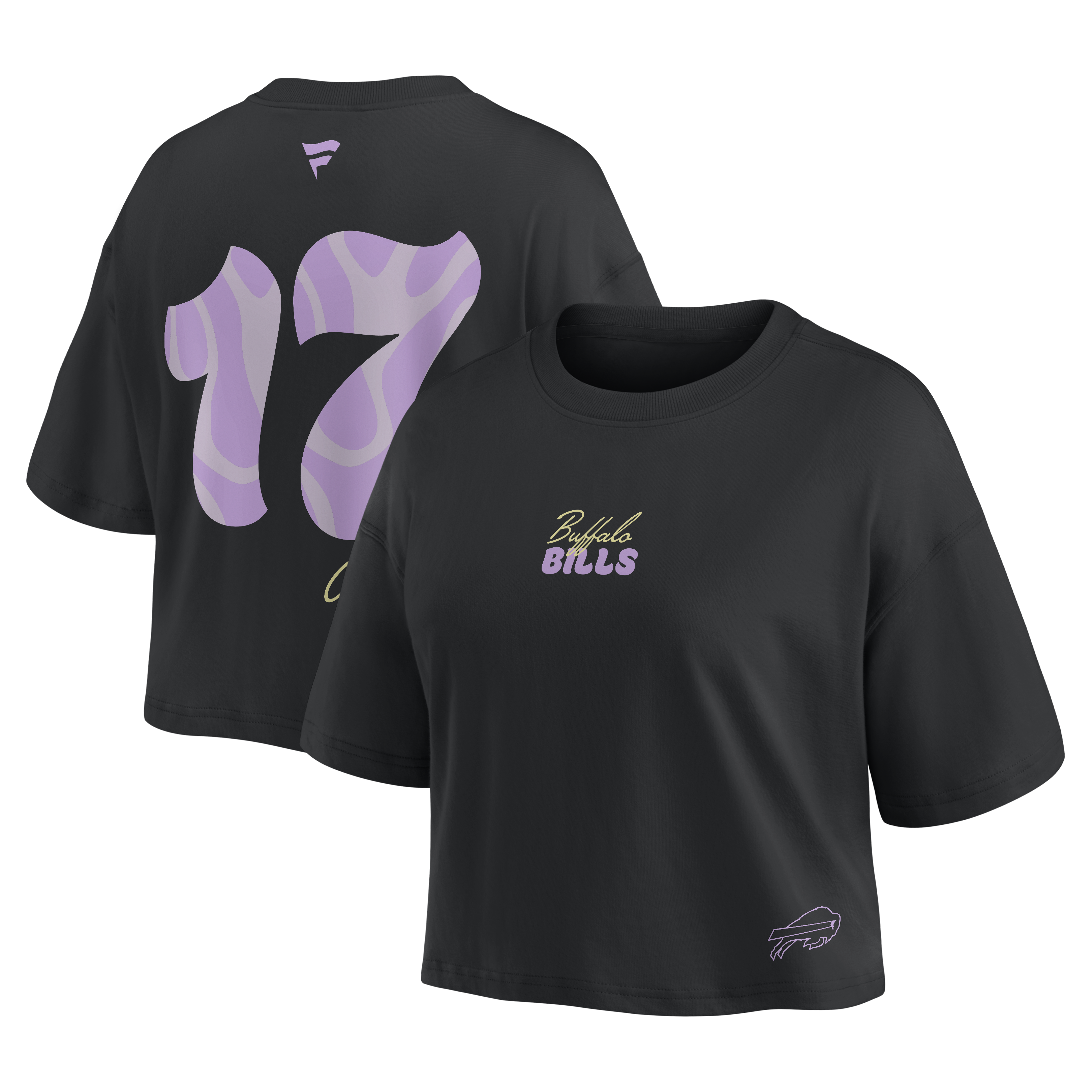 Women's Fanatics Josh Allen Black Buffalo Bills Fashion Cropped T-Shirt