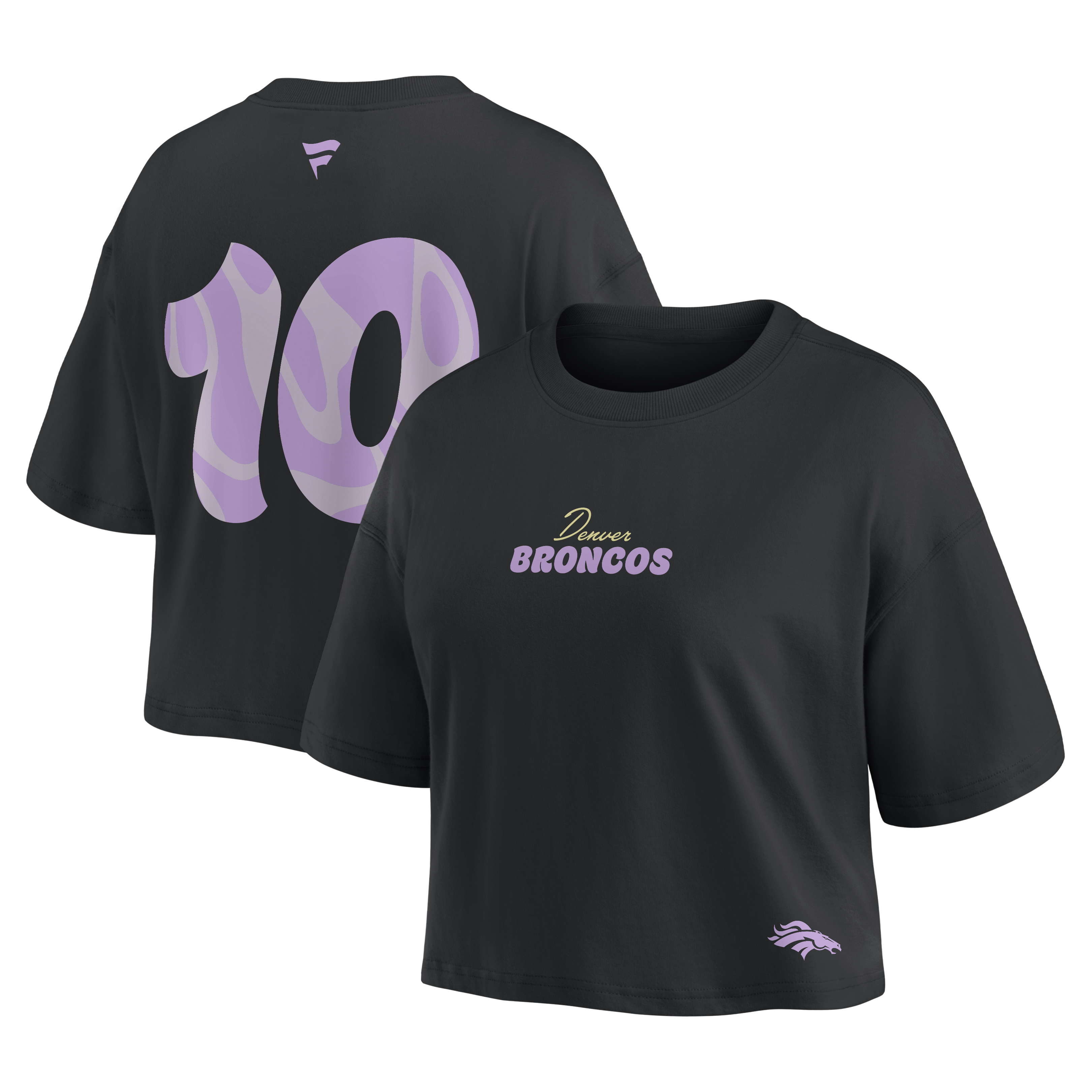 Fanatics Women's Bo Nix Black Denver Broncos Fashion Cropped T-Shirt - Black