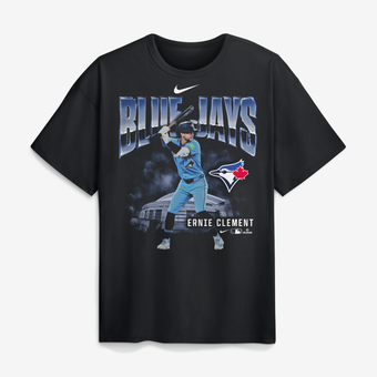 Men's Nike Ernie Clement Black Toronto Blue Jays Enlarged Player Graphic Max90 Heavyweight T-Shirt
