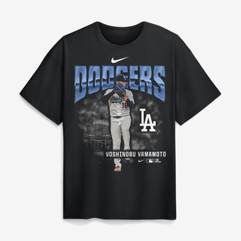 Men's Nike Yoshinobu Yamamoto Black Los Angeles Dodgers Enlarged Player Graphic Max90 Heavyweight T-Shirt