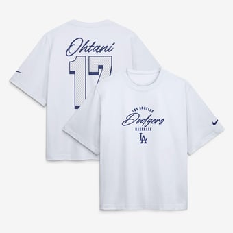 Women's Nike Shohei Ohtani White Los Angeles Dodgers Premium Essentials Boxy Name & Number T-Shirt