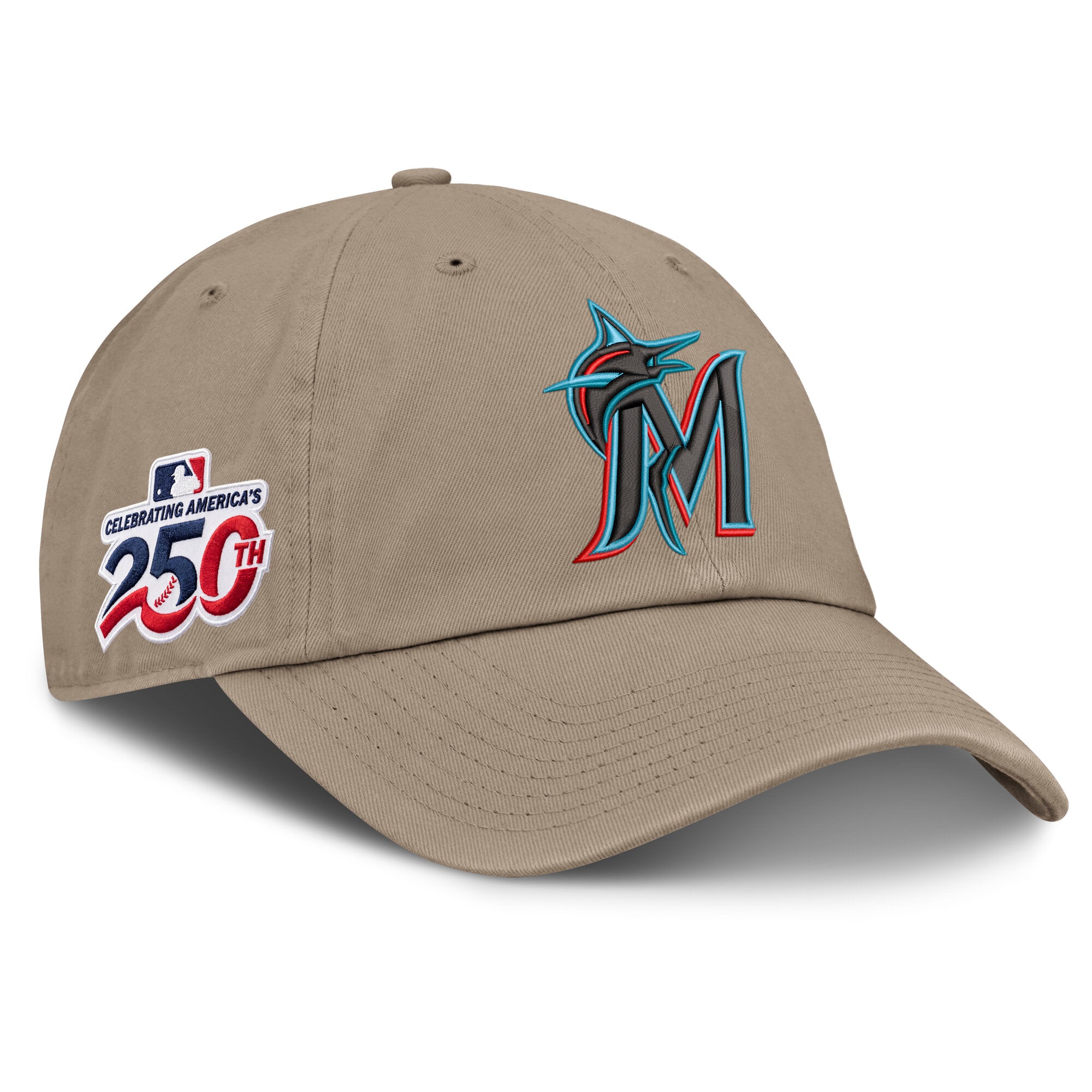 Men's Nike Khaki Miami Marlins Celebrating America's 250th Club Adjustable Hat
