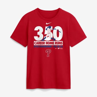 Men's Nike Kyle Schwarber Red Philadelphia Phillies 350th Home Run Milestone T-Shirt
