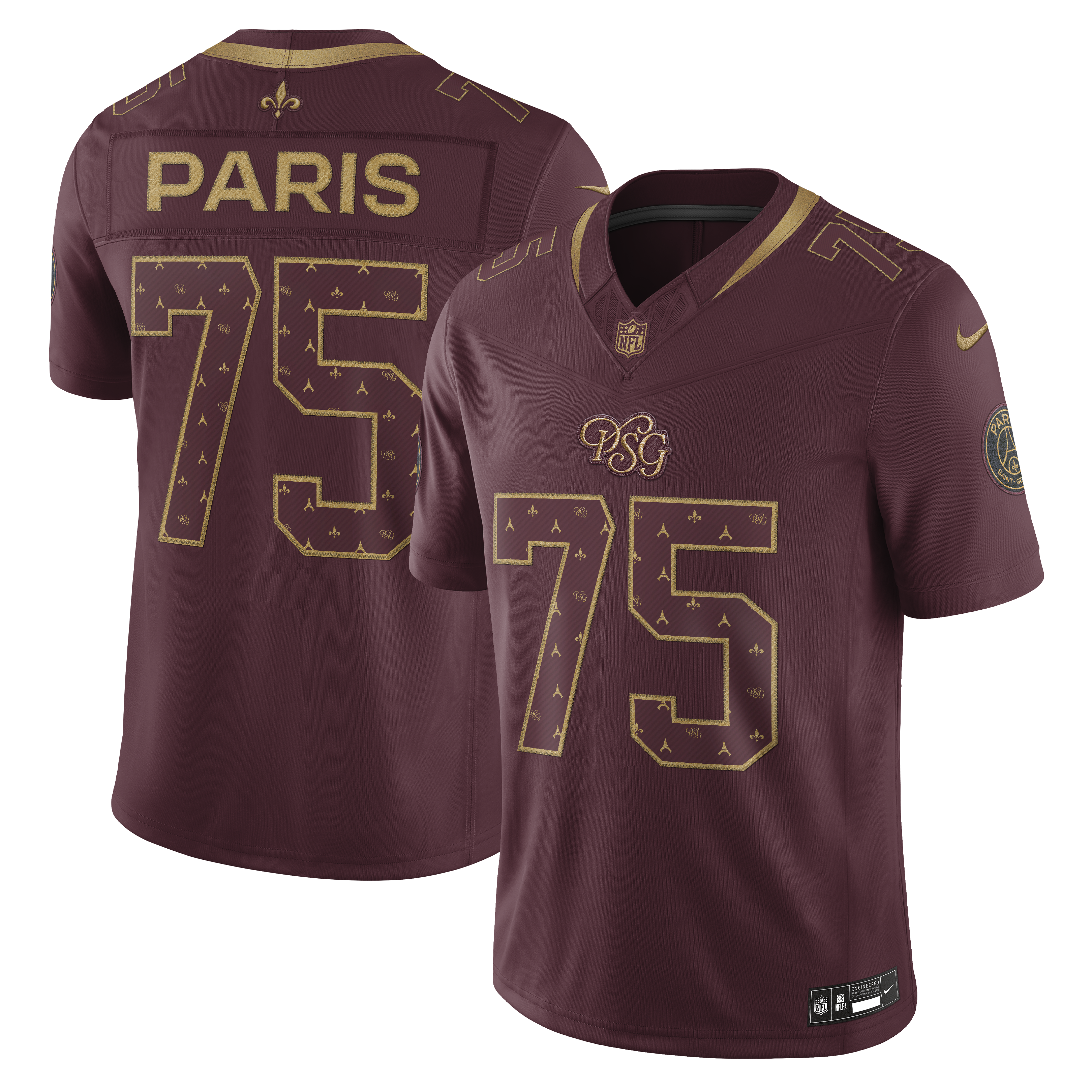 Men's Nike Burgundy Paris Saint-Germain x NFL Vapor F.U.S.E. Stitched Limited Jersey