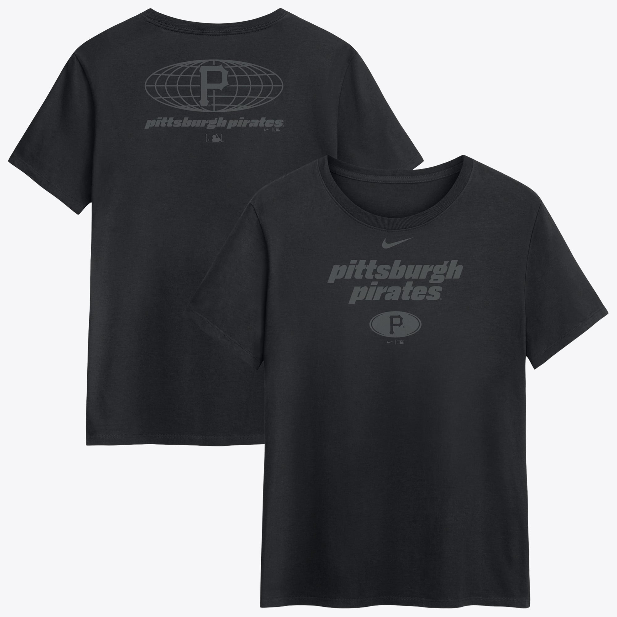 Women's Nike Black Pittsburgh Pirates Globe Logo T-Shirt