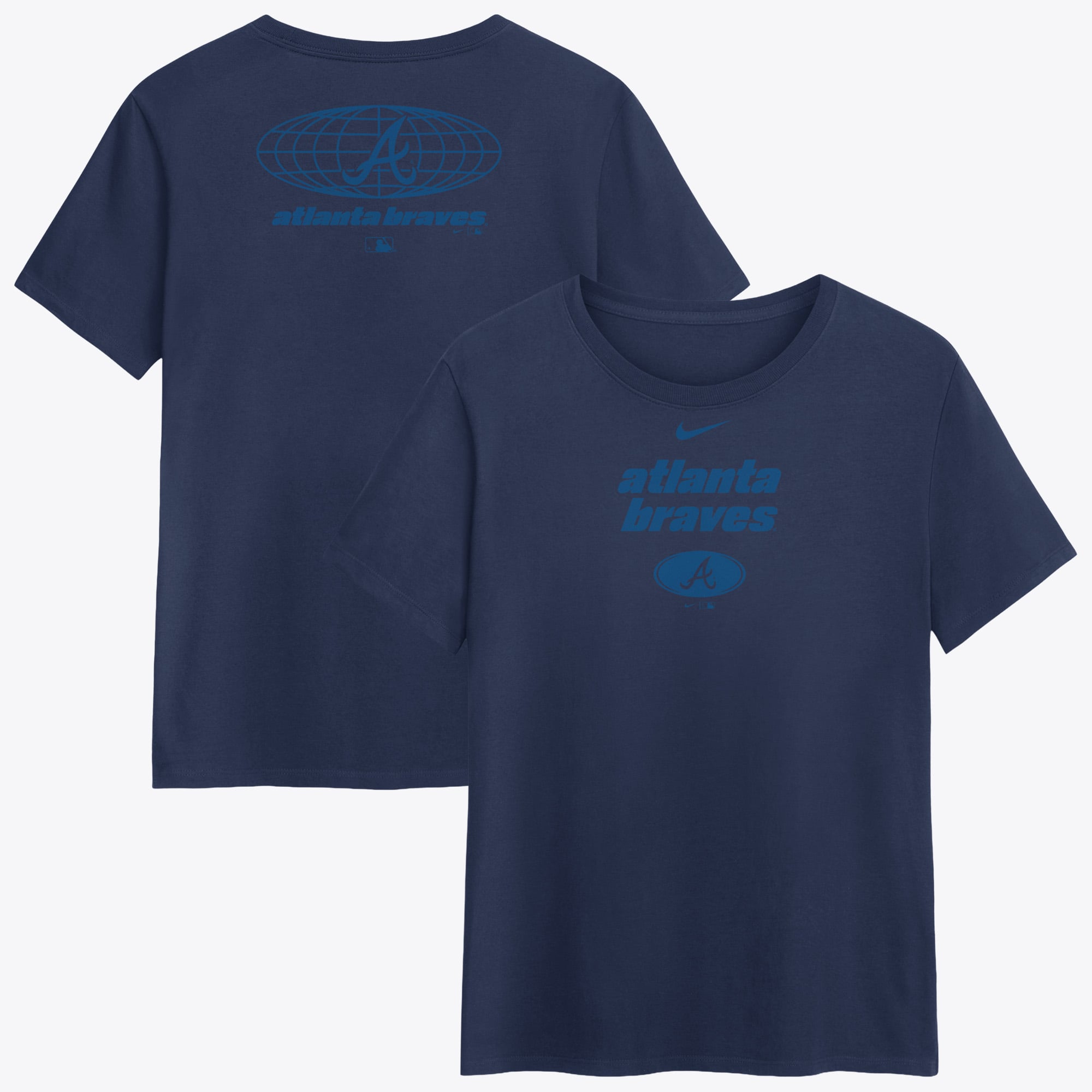 Women's Nike  Navy Atlanta Braves Globe Logo T-Shirt