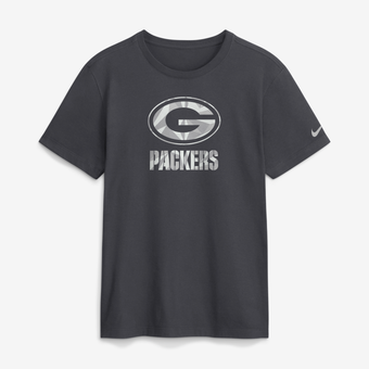 Men's Nike Anthracite Green Bay Packers Fractal Logo T-Shirt