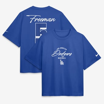 Women's Nike Freddie Freeman Royal Los Angeles Dodgers Premium Essentials Boxy Name & Number T-Shirt