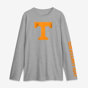 Men's Logo Athletic Heather Gray Tennessee Volunteers Primary Logo Long Sleeve T-Shirt