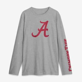 Men's Logo Athletic Heather Gray Alabama Crimson Tide Primary Logo Long Sleeve T-Shirt