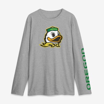 Men's Logo Athletic Heather Gray Oregon Ducks Primary Logo Long Sleeve T-Shirt