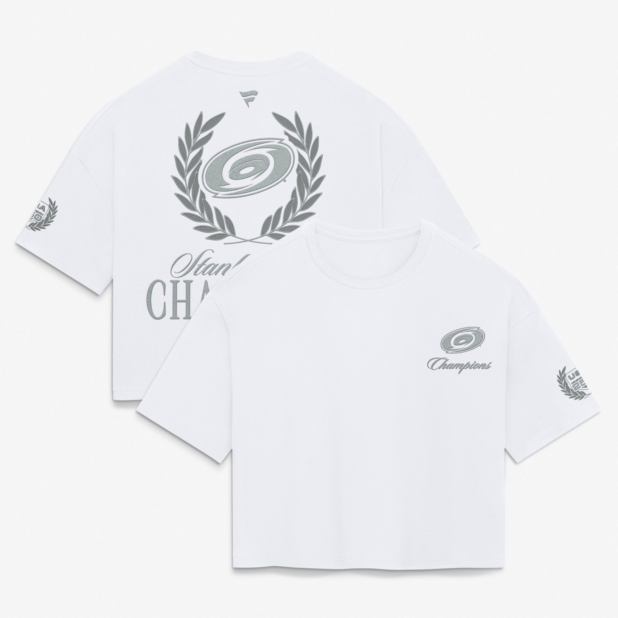 Fanatics Damen-Crop-Top, weiß, Carolina Hurricanes, Stanley-Cup-Sieger 2026, USA 250