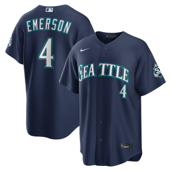 Men's Nike Colt Emerson Navy Seattle Mariners Road 50th Season Anniversary Patch Stadium Jersey