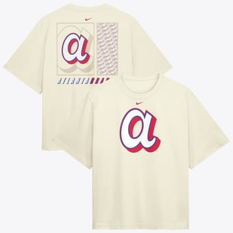 Women's Nike  Cream Atlanta Braves Premium Essentials Relaxed Boxy T-Shirt