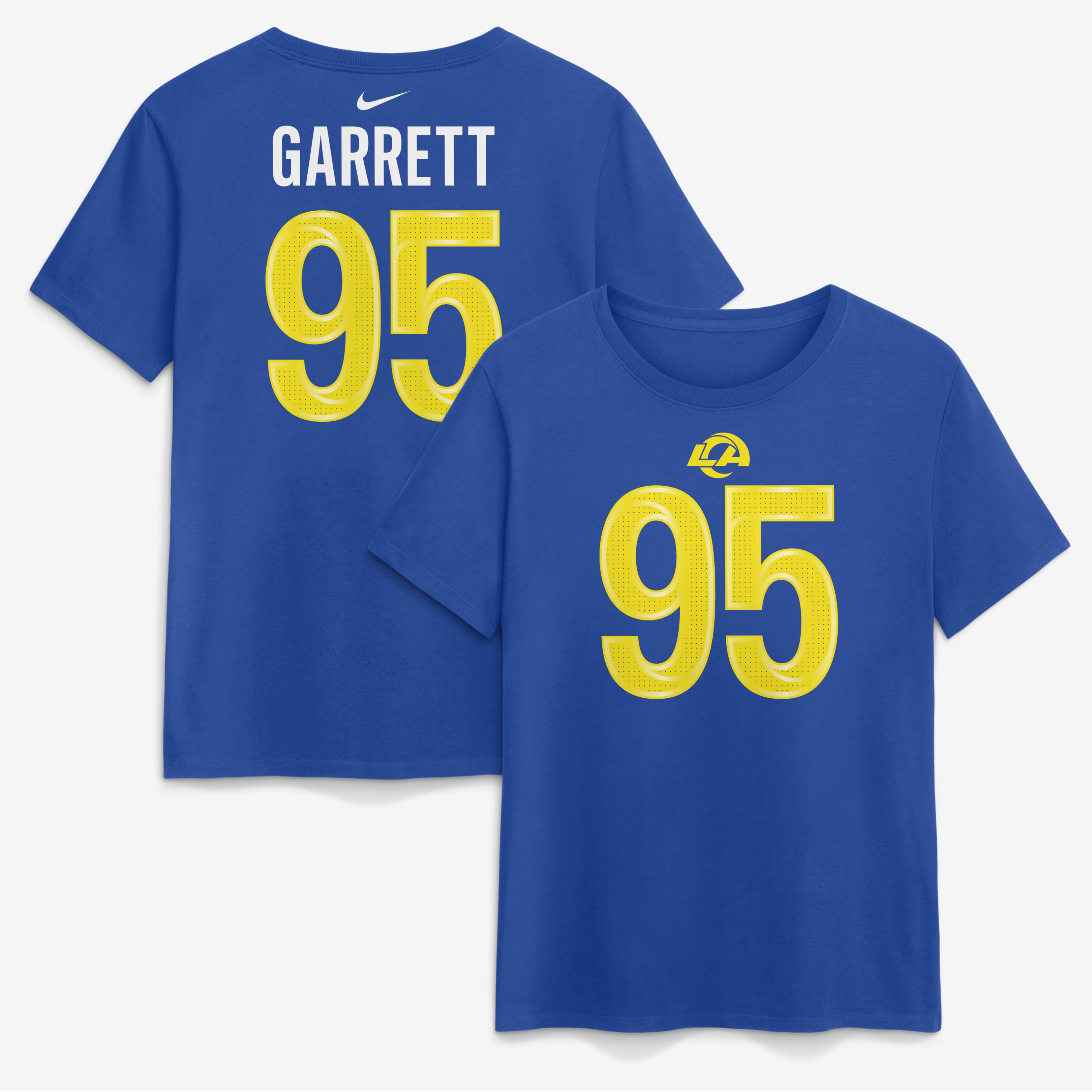 Women's Nike Myles Garrett Royal Los Angeles Rams Name & Number T-Shirt