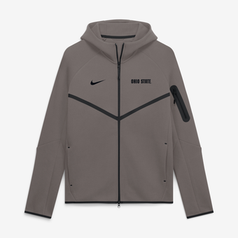 Men's Nike  Stone Ohio State Buckeyes Tech Fleece Raglan Full-Zip Windrunner Hoodie