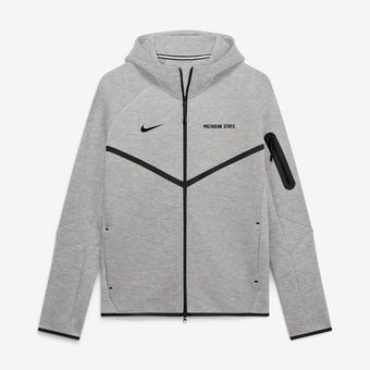 Men's Nike  Gray Michigan State Spartans Tech Fleece Raglan Full-Zip Windrunner Hoodie