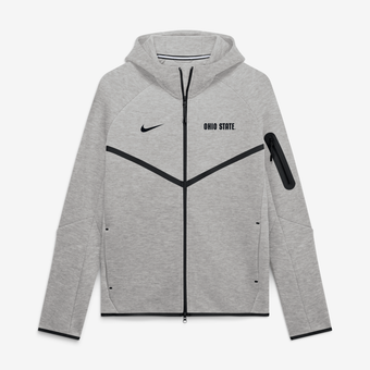 Men's Nike  Gray Ohio State Buckeyes Tech Fleece Raglan Full-Zip Windrunner Hoodie